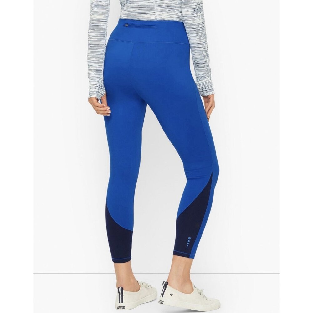 T By Talbots Women’s Small Royal Blue Color Block Leggings UPF 50+ Stretch Pants